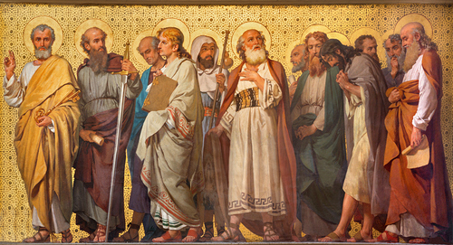 Fresco der 12 Apostel in der Kirche Chiesa di San Dalmazzo von Enrico Reffo (1914)